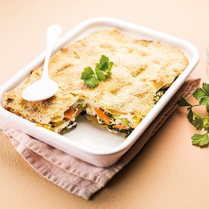 Vegetarische lasagne met spinazie en wortelen
