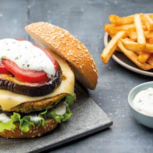 Vegetarische aubergineburger